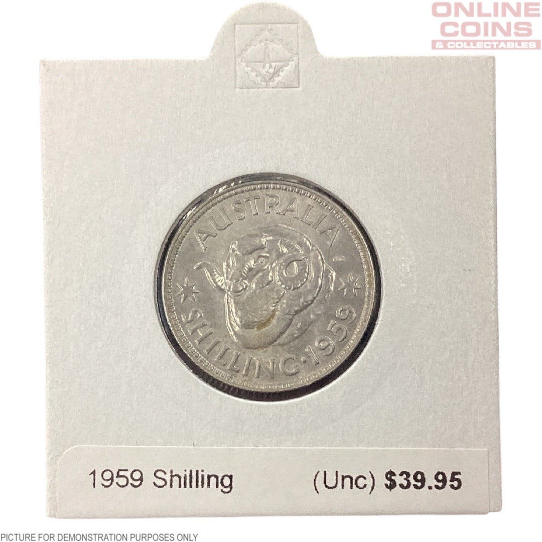 1959 Shilling (Unc) loose in 2x2
